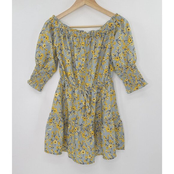 Hint Of Blush Floral Off The Shoulder Unlined Lightweight Dress Sz‎ S Feminine - Picture 1 of 12